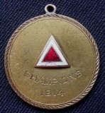 1 Unknown Medal 1914 Champions with Enamel Red & White Triangle Logo Interesting old medal medallion
