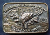 Beautiful High Relief Brass Bass Anglers Sportsman Society BASS Belt Buckle USA MADE, where quality