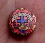 Vintage Enamel 6 Month Cross and Crown Sunday School Congregational Award Pin Vintage enamel pin for