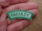 BSA GS Boy Girl Scouts FACULTY Green & Gray Uniform Patch . BSA or GS Scouts FACULTY Green & Gray