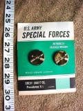 1 Mid 1970's Crest-Craft Co Made US Army Special Forces Enlisted Disk on Card . Original 1970's era