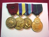 US Navy 4 Place Medal Bar. GCM w/2 Stars, EXPED, HUMANITARIAN & EX RIFLE . Nice 4 place US Navy