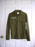 Regulation Issue US Army OG-108 Olive Green Wool Field Shirt 1976 dated, regulation issue, US Army