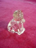 3 . 1940s Federal Pressed Glass Company Mopey Dog Puppy Candy Container . Clear pressed glass Puppy