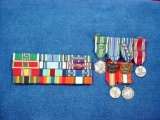 US Army transfer to USAF Ribbon Bar Rack & Matching 6 Place Mini Medals . Nice 12 place US ribbon