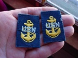 USN US Navy CPO Chief Petty Officer Collar Rank Insignia for Blue Coveralls . Pair of US Navy Chief