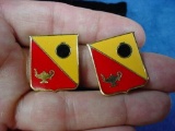 Pair US Army Ordnance School & Center Enamel Unit Crest DI Pins . Regulation pair of US Army