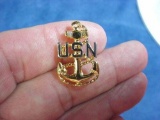 89 US Navy USN Chief Petty Officer CPO Mini Collar Military Insignia Pin . Single collar pin for US