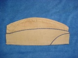 ghat46 . Named WWII US Army Chemical Corps Piped Khaki Uniform Garrison Cap . Original WWII era US