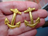 62 Original Pair of 1930s-WWII US Navy Midshipman Brass Collar Anchor Insignia Pins . Original pair