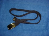 347 . US Army & Navy Black 38? Cotton Stretch Belt with Gold Buckle . US Army and Navy uniform belt