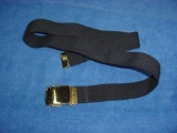 356 . US Navy Black 36? Cotton Stretch Belt with Gold Buckle . US Navy uniform belt and buckle. The