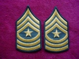 Pair of US Army SGM Sergeant Major Gold On Green Rank Chevrons . Original pair of US Army E-9