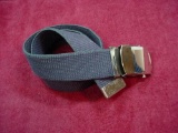 362 . USAF USN US Navy Air Force Blue 32? Cotton Web Uniform Belt w/ Silver Buckle . US Navy and Air