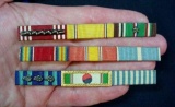 Three 3-Place US Army Ribbon Bar Racks showing WWII & Korean War Service . Three 3-place ribbon bar