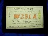 Hand Made 1935 Amateur HAM Radio QSL QSO Card W3DLA Washington DC . Original 1935 Amateur Radio