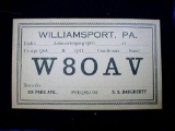 Unused 1930's era Amateur HAM Radio QSL Card W8OAV Williamsport PA . Unused original 1930s era