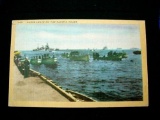 pc11 . Vintage Linen Postcard WWII US Navy Shore Leave on the Pacific Coast . The post card measures