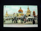 pc45 . Vintage Undivided Back Postcard Elephant Rid Luna Park Coney Island NY . The post card