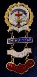 Enamel 5 Year Cross and Crown Sunday School Congregational Award Pin Vintage enamel pin for the