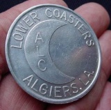 Large 1978 Mardi Gras Handicap ALC Lower Coasters Algiers LA Token Size: 39mm Material: aluminum