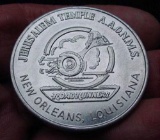 Large Shriners 1976 Jerusalem Temple AAOMNS New Orleans LA Token Size: 39mm Material: aluminum Edge: