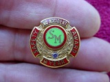 101 1950s Amethyst 9 Year NO ACCIDENT Safety Award SM Company Gold Filled Pin Attractive enamel 9