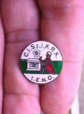 1900s Antique Hungarian or Polish Society in Cincinnati Enamel Pin I.E.N.O. Very interesting old