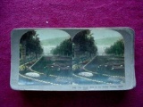 16 Colored Stereoscopic Photograph of Flower Beds Sunken Gardens Monte Carlo 1900 era colored