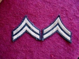 Original Pair WWII 1942-1948 US Army Corporal Rank Chevrons Khaki on Blue Original pair of US Army