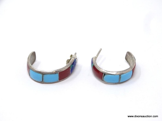 STERLING ZUNI NATIVE AMERICAN EARRINGS; MADE BY FAMOUS ZUNI ARTIST ANGELA CELIION. THESE STUNNING