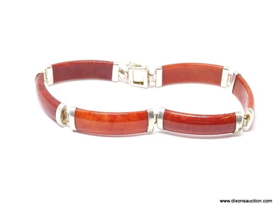 STERLING SILVER AND SPONGE CORAL BRACELET WITH SAFETY CLASP; AWESOME ORIENTAL STYLE STERLING SILVER