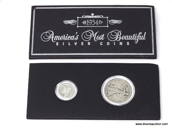 AMERICA'S MOST BEAUTIFUL SILVER COINS; SET OF 1934 COINS TO INCLUDE: WALKING LIBERTY DOLLAR, AND A