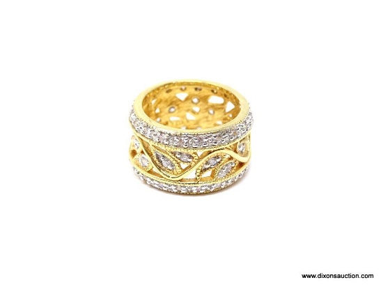 .925 GOLD VERMEIL RING WITH CZS; BEAUTIFUL .925 STERLING SILVER RING VERMIELED WITH 22 KARAT GOLD.