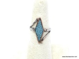 NATIVE AMERICAN STERLING SILVER & TURQUOISE RING; BEAUTIFUL NATIVE AMERICAN MADE STERLING SILVER AND