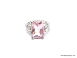 GORGEOUS .925 & 6 CT PINK CZ DINNER RING; BEAUTIFUL LADIES STERLING SILVER DINNER RING IN STERLING