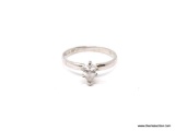 BEAUTIFUL .925 & CZ ENGAGEMENT RING; .75 CT PEAR CUT CZ MOUNTED IN STERLING SILVER. VERY PRETTY AND