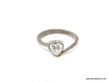 GREAT .925 RING WITH HEART CZ; OUTSTANDING LADIES RING IN STERLING SILVER WITH A 1 CT HEART CUT CZ.