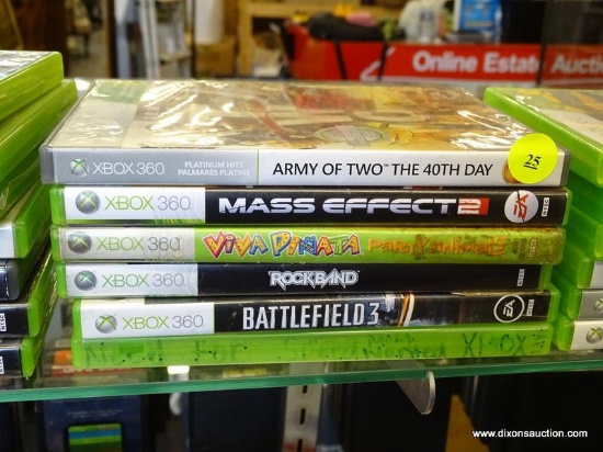 LOT OF ASSORTED XBOX 360 GAMES; 6 GAME LOT TO INCLUDE: BATTLEFIELD 3, ARMY OF TWO- THE 40TH DAY,