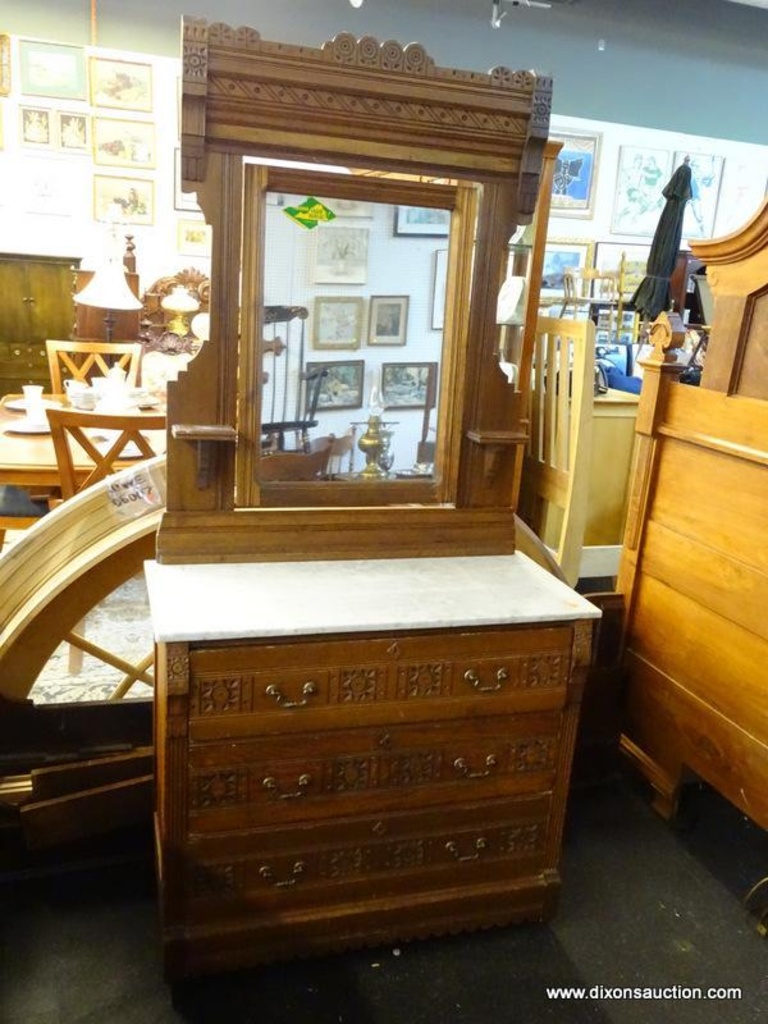 Victorian Mirrored Dresser Walnut Dresser With A White Marble Top