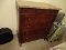 (UPBR1) VINTAGE MARBLE TOP CHEST; VINTAGE SOLID MAHOGANY 5 DRAWER MARBLE TOP CHEST, RESTING ON