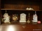 (UPBR1) CONTENTS OF SECRETARY DESK; INCLUDES A PAIR OF PORCELAIN MADE IN JAPAN FIGURAL LAMPS, A SETH