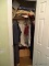 (HALL) CONTENTS OF CLOSET- CONTENTS INCLUDE- LADIES COAT, SWEATER, SCARF, WINDOW DRAPERIES, CREWEL
