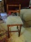 (DBR) VANITY CHAIR; VINTAGE STAINED WALNUT VANITY CHAIR-NEEDS A LITTLE TLC- 12 IN X 13 IN X 28 IN