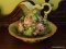 (DBR) BOWL AND PITCHER SET; FLORAL PAINTED BOWL AND PITCHER SET- 11 IN TALL