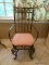 (MBATH) CHAIR; METAL FLORAL AND LEAF PATTERNED CHAIR WITH UPHOLSTERED SEAT- 21 IN X 20 IN X 41 IN