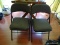 (KIT) CARD CHAIRS; PAIR OF FOLDING BLUE UPHOLSTERED AND METAL CARD CHAIRS. BOTH ARE IN VERY GOOD
