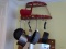 (KIT) WALL HANGING POT RACK; RED PAINTED METAL POT HOLDING RACK WITH 8 HOOKS. INCLUDES CONTENTS OF