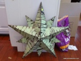 (KIT) WALL HANGING STAR DECOR; METAL STAR WITH GREEN CHIPPY FINISH. IS IN GOOD CONDITION AND