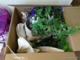 (KIT) BOX LOT; INCLUDES ASSORTED FLORAL ARRANGEMENTS OF VARYING COLORS AND SIZES.
